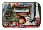 Siberian Husky Cozy Christmas Dish Drying Mat