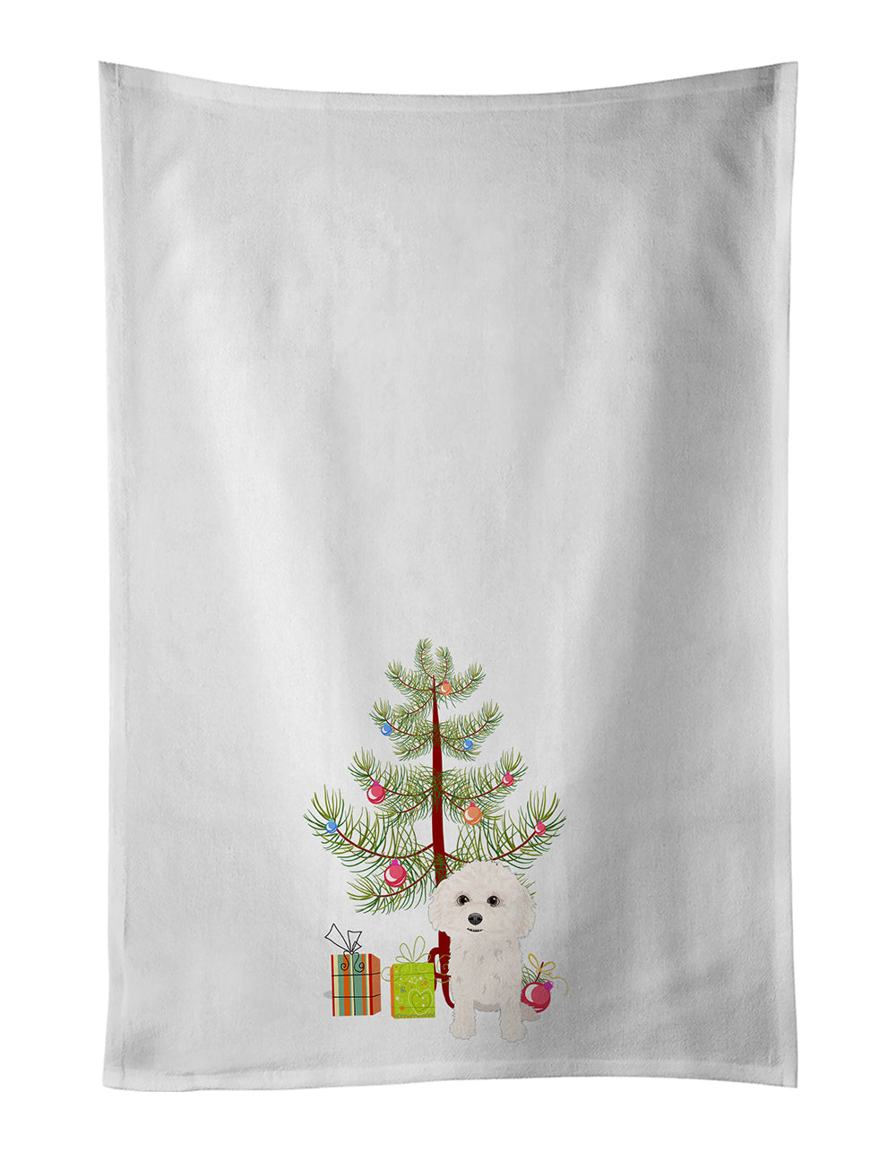 Poodle Toy White Christmas Kitchen Towel Set of 2