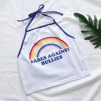 INS 2020 Fashion Rainbow Letter Print Halter Top
