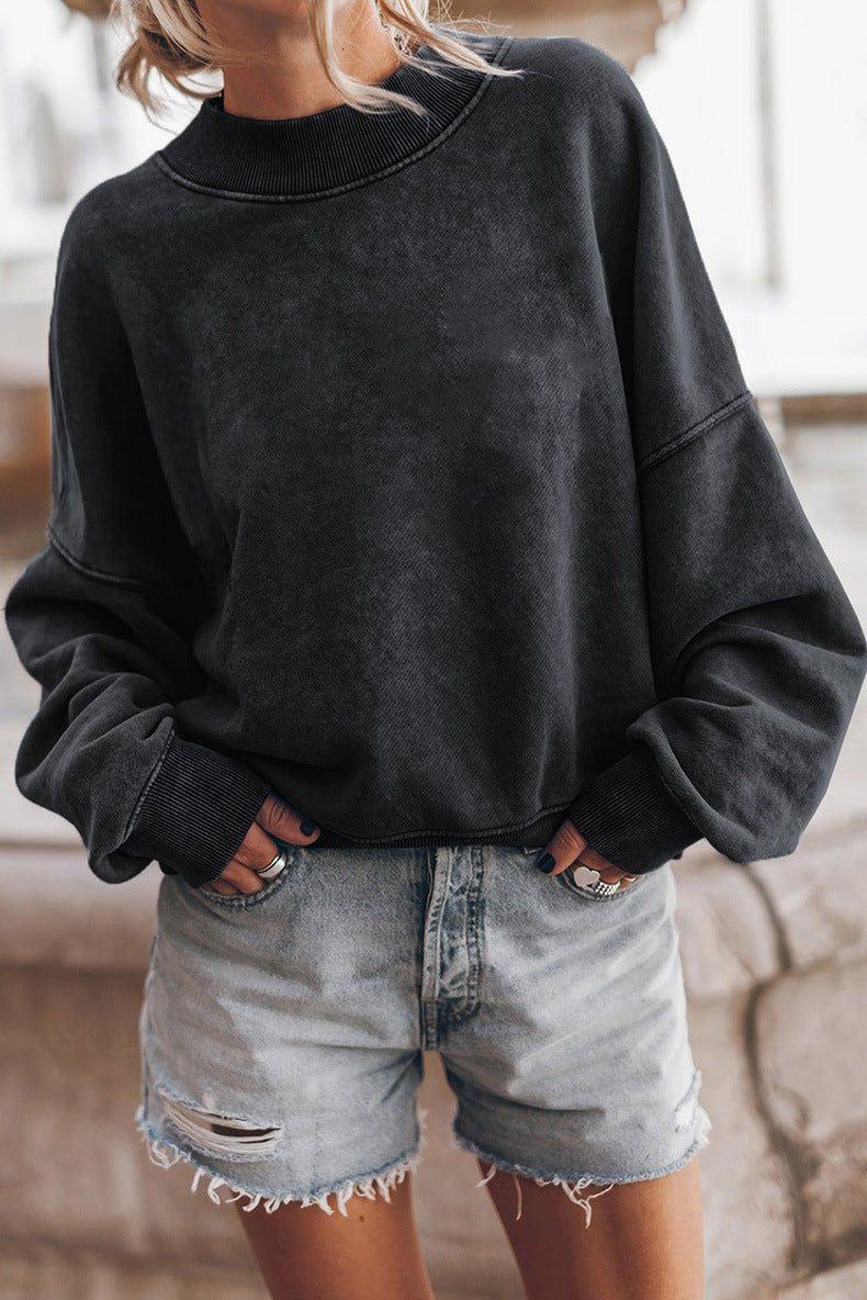 Autumn Crew Neck Solid Color Loose Sweater