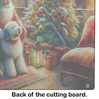 Old English Sheepdog and Santa Claus Glass Cutting Board