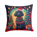 Black Poodle Christmas Throw Pillow