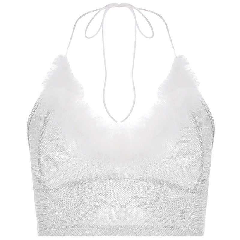 Spring 2020 V-Neck Sexy Glitter Camisole Top