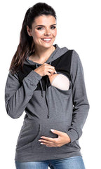 Hooded Colorblock Maternity Nursing Sweatshirt | Streetwear