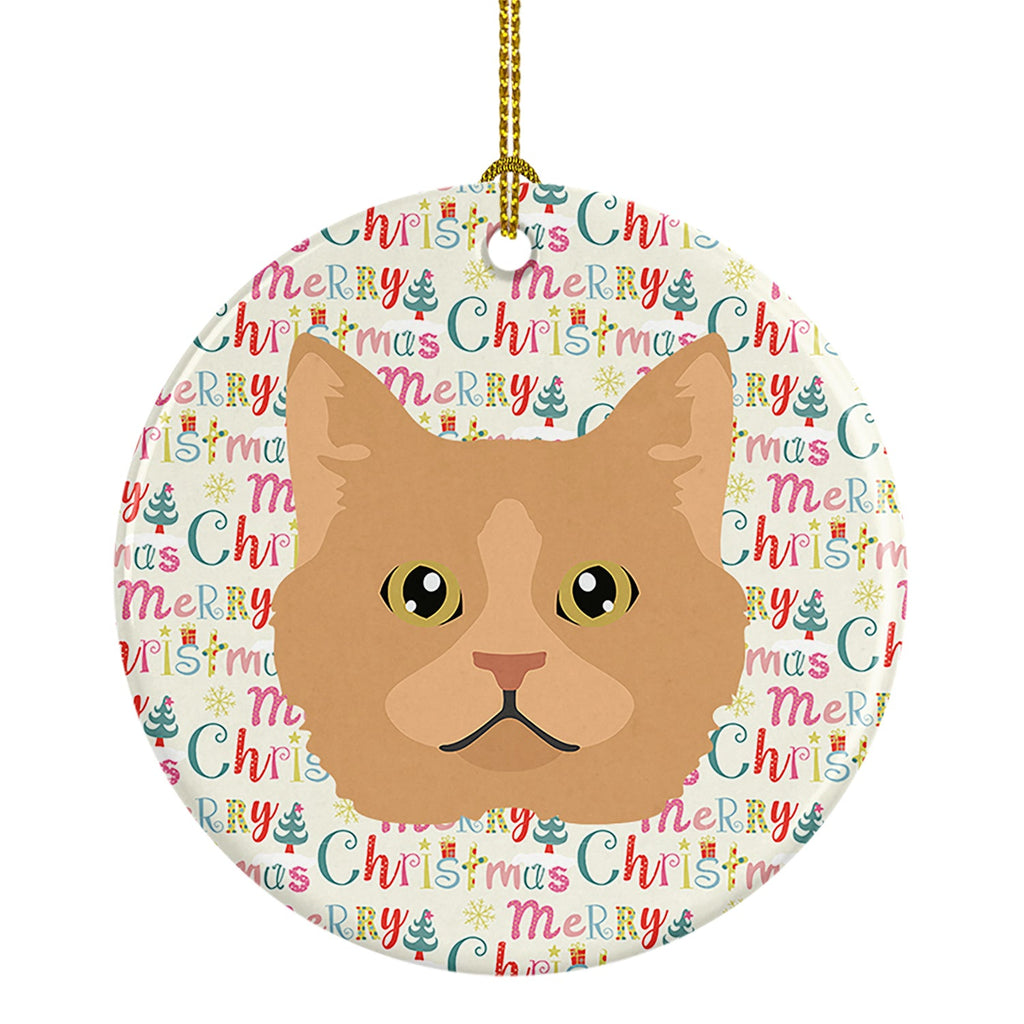 Selkirk Rex Cat Christmas Ceramic Ornament