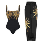 Sequin Sunflower One-Piece Swimsuit for Women 2024