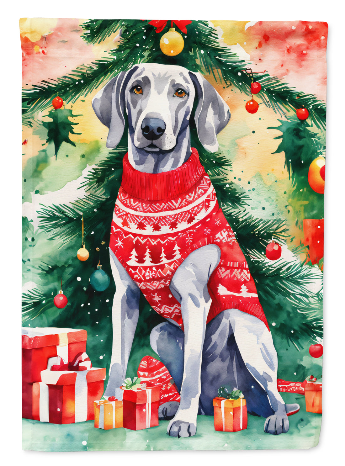 Weimaraner Christmas Garden Flag