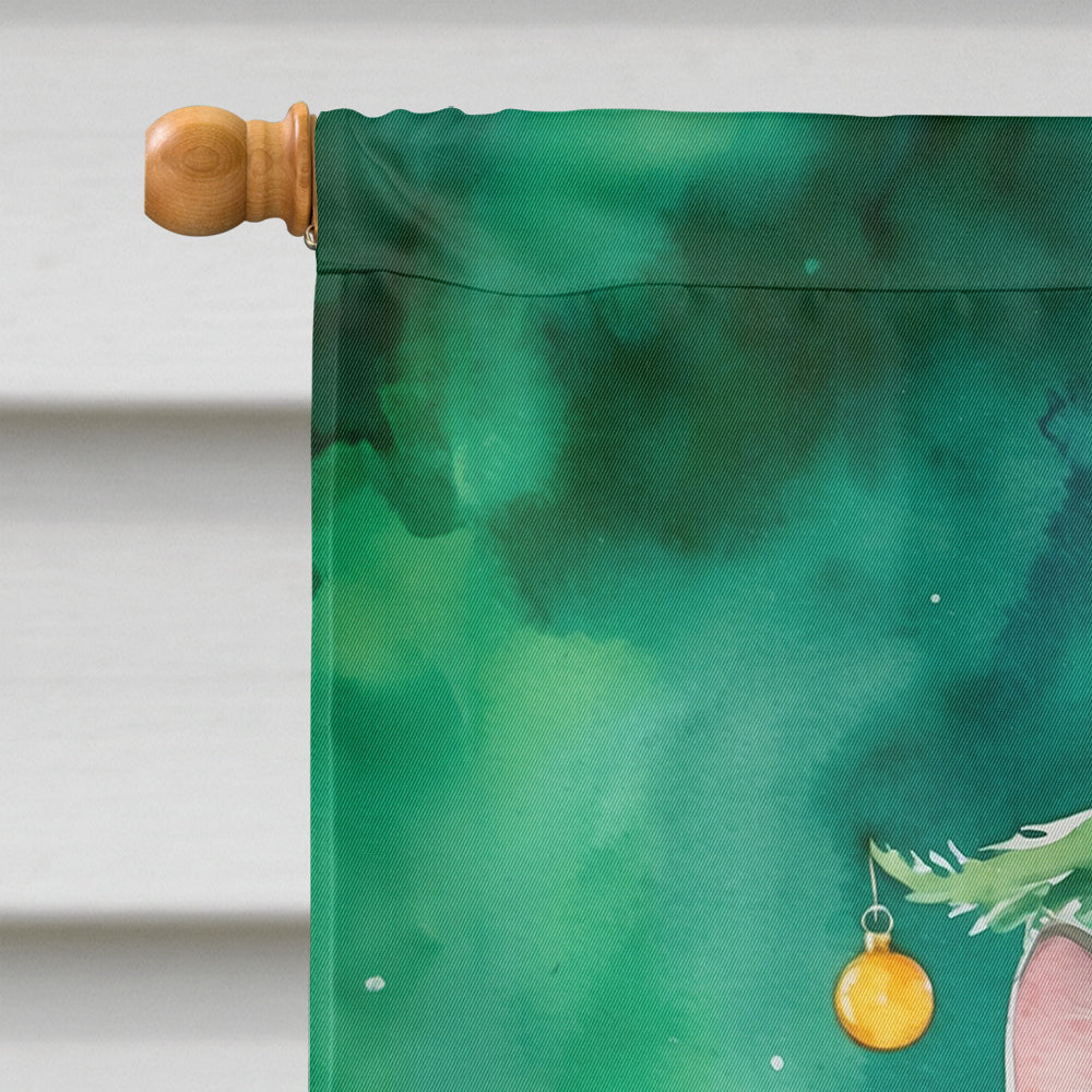 Raas Cat By the Christmas Tree House Flag