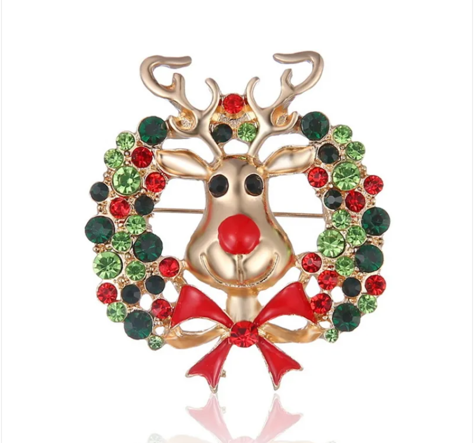 Fashion Bow Tie Wreath Brooch Christmas Gift