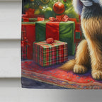 Irish Wolfhound and Santa Claus House Flag