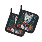 Westie Christmas Pair of Pot Holders