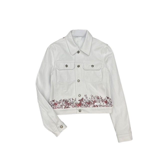 Embroidered Butterfly Pattern Denim Jacket, High Quality