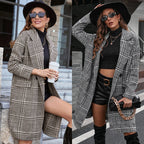 Double-Breasted Long Woolen Coat with Suit Collar