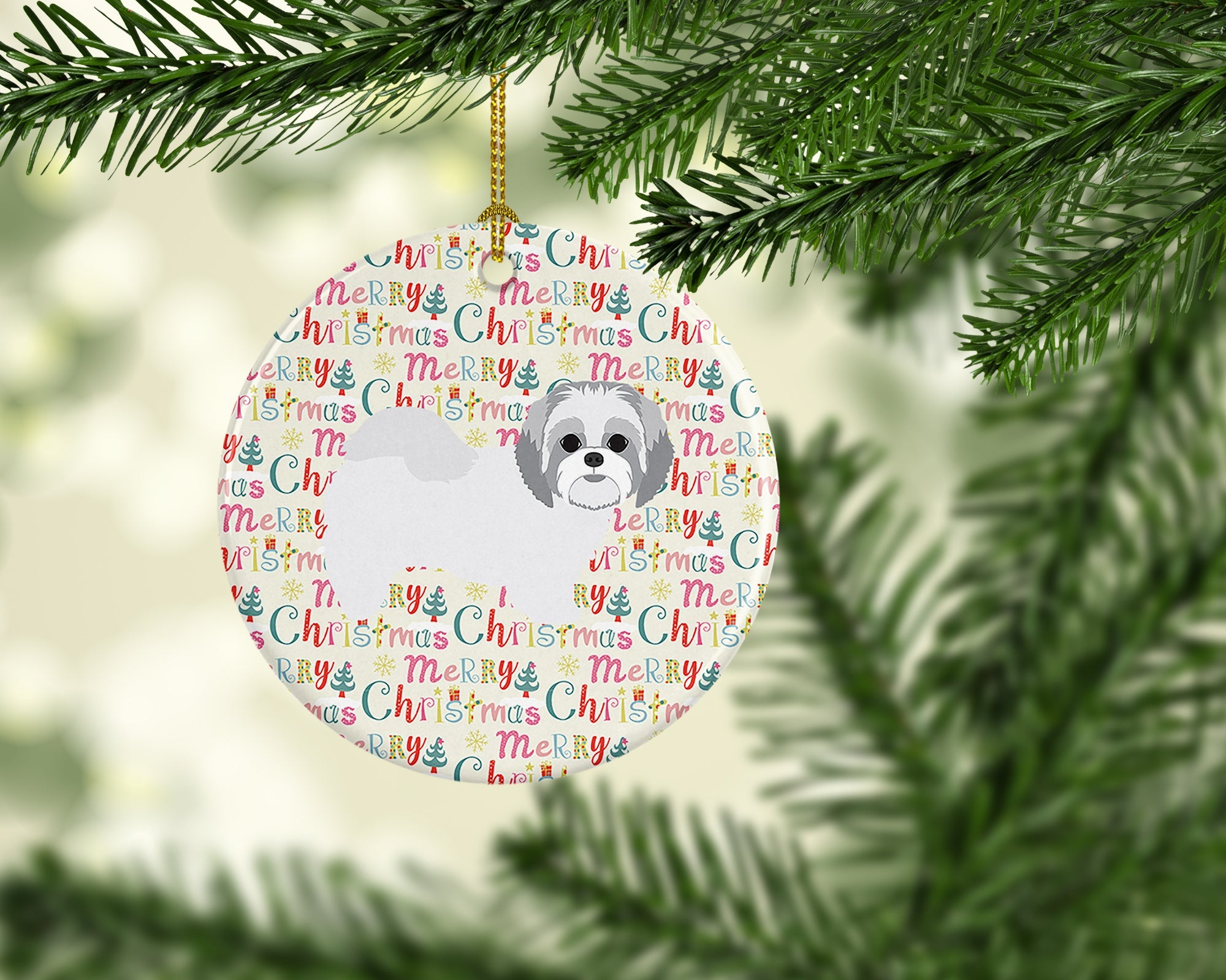 Shih Tzu #1 Merry Christmas Ceramic Ornament