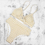 Sexy High-Waisted Plaid Bikini Swimsuit for Women