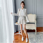 Women's Tweed Jacket and Pleated Shirt Set