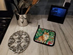 Somali Cat By the Christmas Tree Pair of Pot Holders