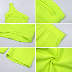 One-Shoulder Yoga Tank Top and Shorts Set