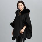 Faux Fur European American Women's Hoodie Shawl Jacket | Streetwear