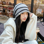 Water Ripple Knitted Wool Yarn Bag Cap | Embroidered Cap