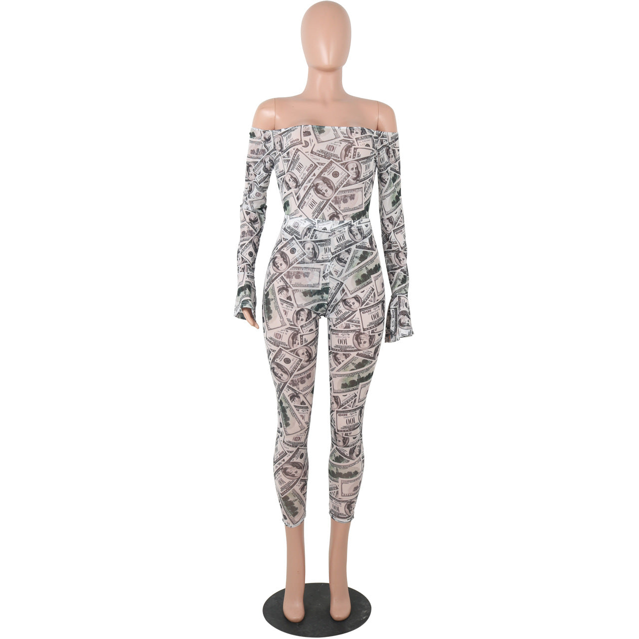 MOS42-M960 Sexy One-Shoulder Mesh Print Bodysuit