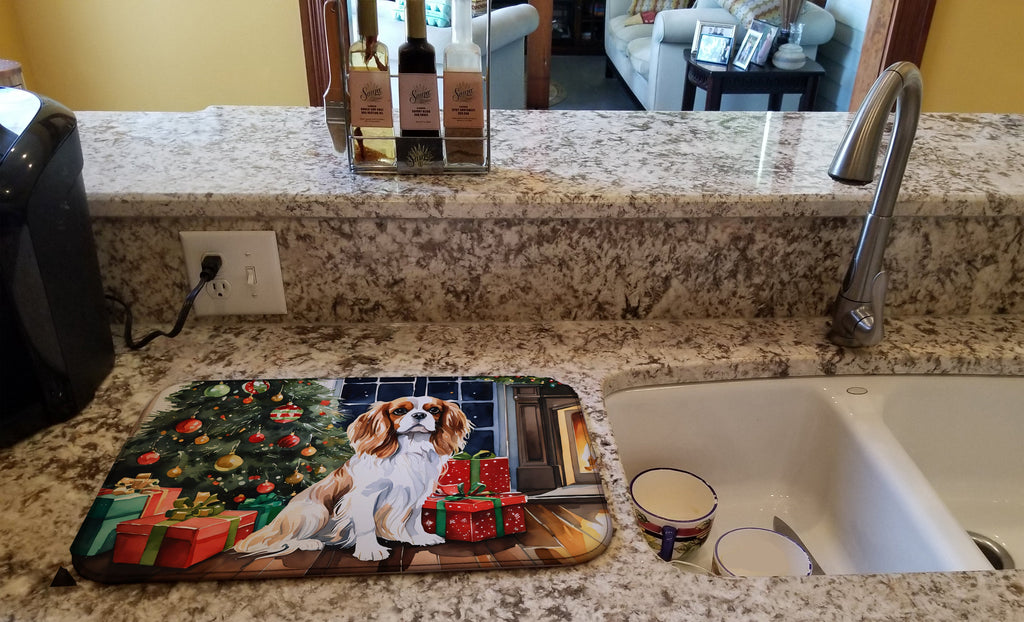 Cavalier Spaniel Cozy Christmas Dish Drying Mat