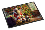 Wirehaired Pointing Griffon and Santa Claus Doormat