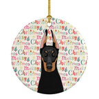 Doberman Pinscher Black and Rust Cropped Ears Christmas Ceramic Ornament
