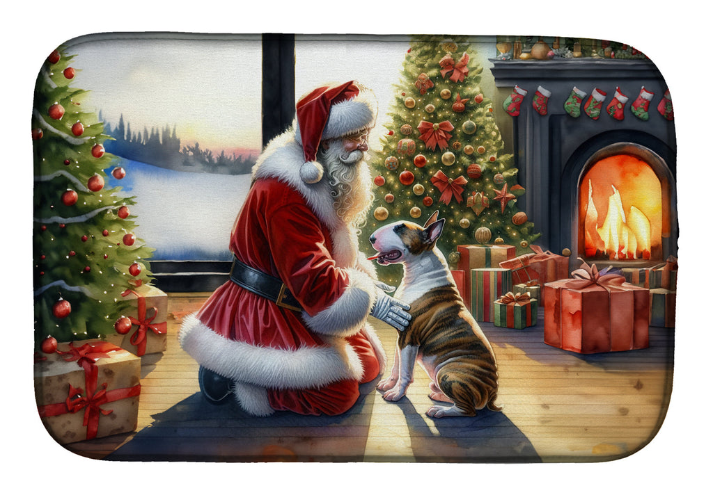 Bull Terrier and Santa Claus Dish Drying Mat