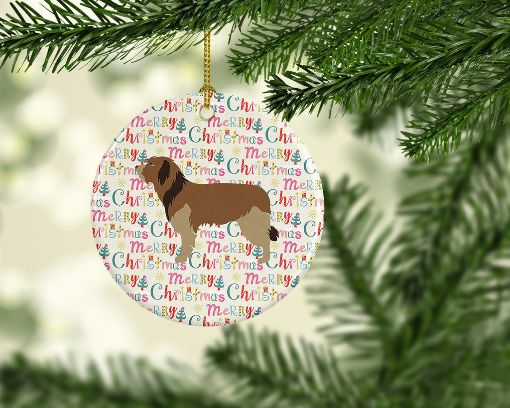 Catalan Sheepdog Merry Christmas Ceramic Ornament