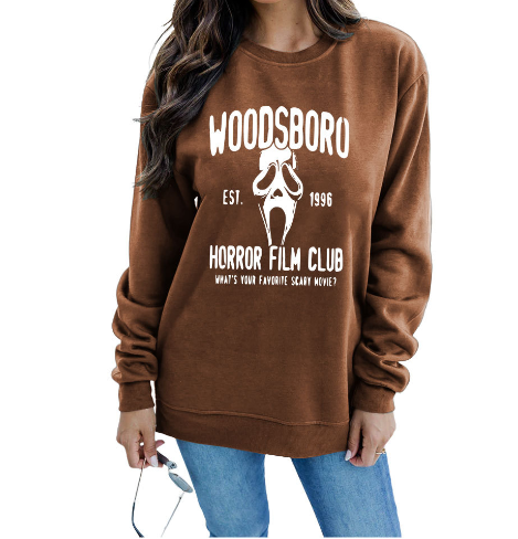 WOODSBORO Printed Long Sleeve Round Neck Sweater