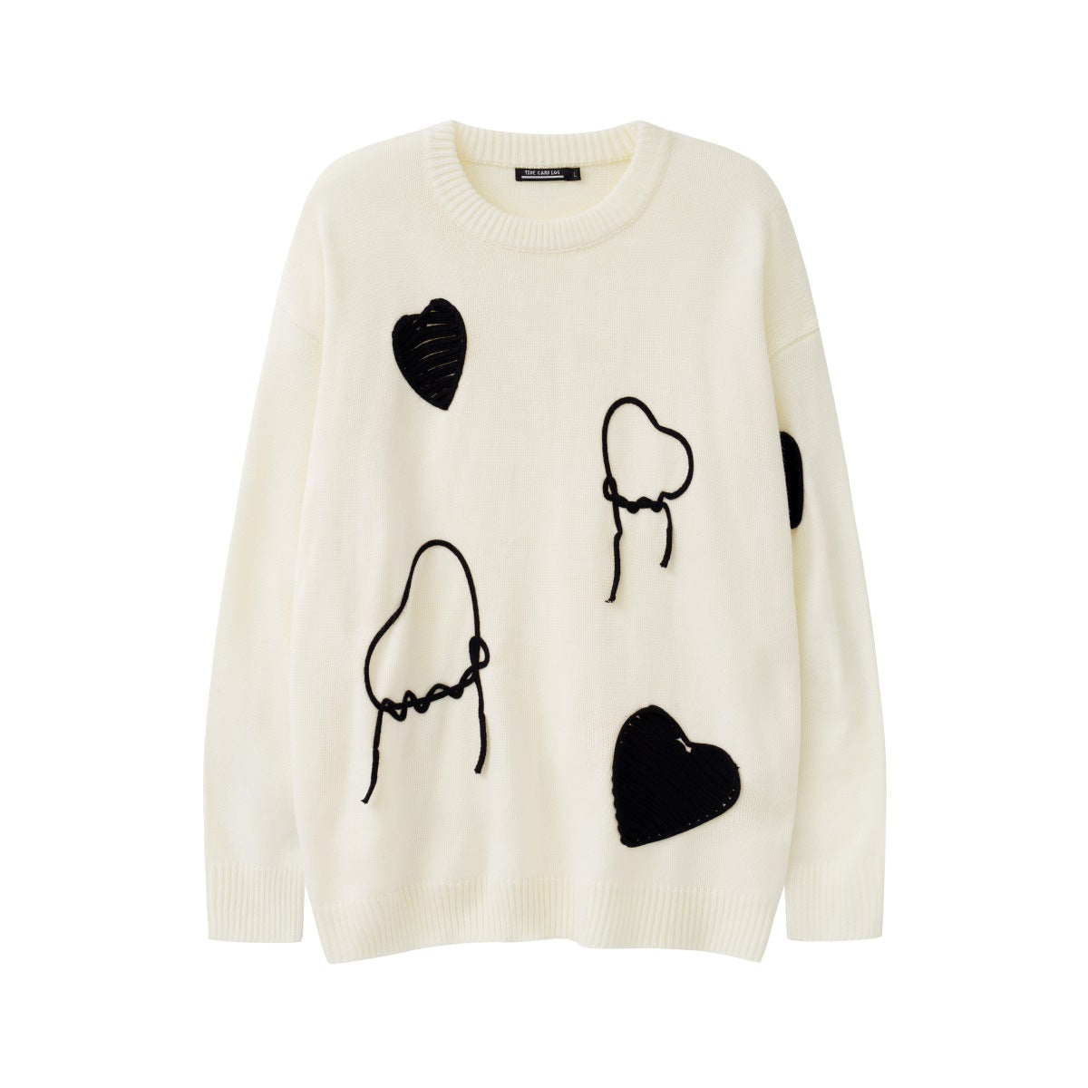 Love Embroidered Western Style Round Neck Sweater