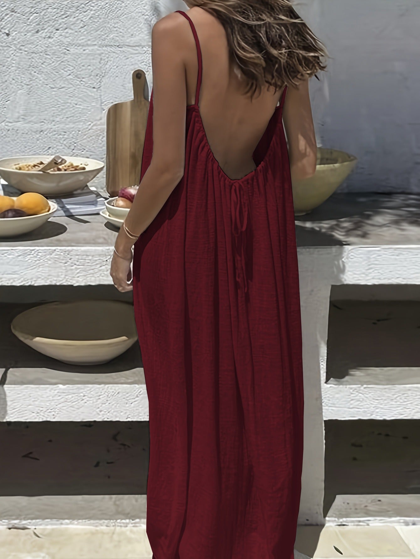 Loose Spaghetti Strap Bohemian Maxi Dress
