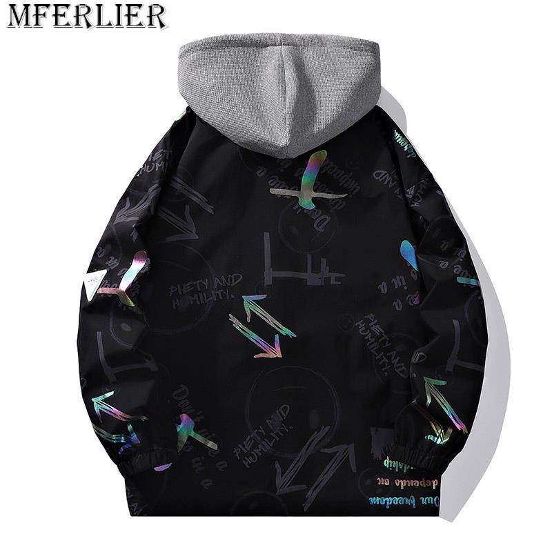 Plus Size Men's Hooded Bomber Windbreaker Jacket