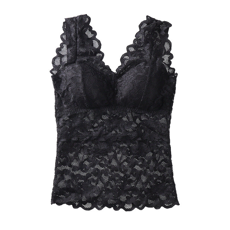 Lace Backless Tube Top with Wide Straps and Padding