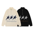 Men's Vintage XINGX Embroidered Sweater with Stand Collar