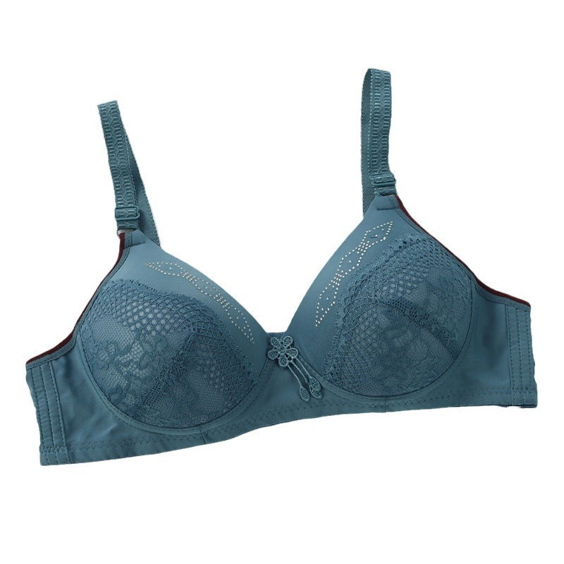 Breathable Lace Bralette for Seniors with Rhinestones
