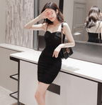 Elegant Strapless Bodycon Dress with Spaghetti Straps