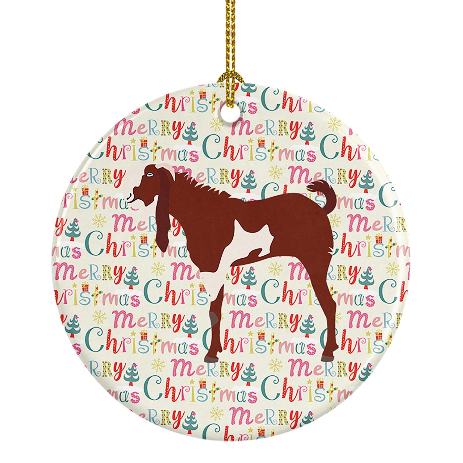 Jamnapari Goat Christmas Ceramic Ornament