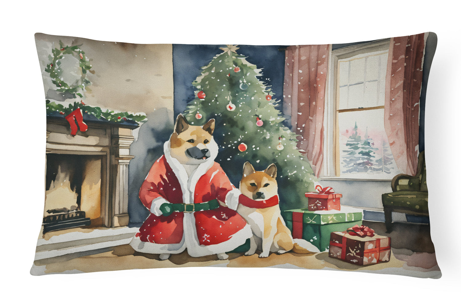 Akita Christmas Throw Pillow