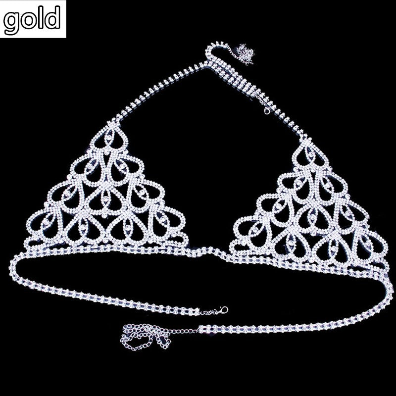 Rhinestone Body Chain Lingerie Set