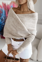 V-neck Cross Multi-color Sweater Trend Off The Shoulder