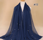 Women's Cotton And Linen Beads Crumpled Monochrome Scarf