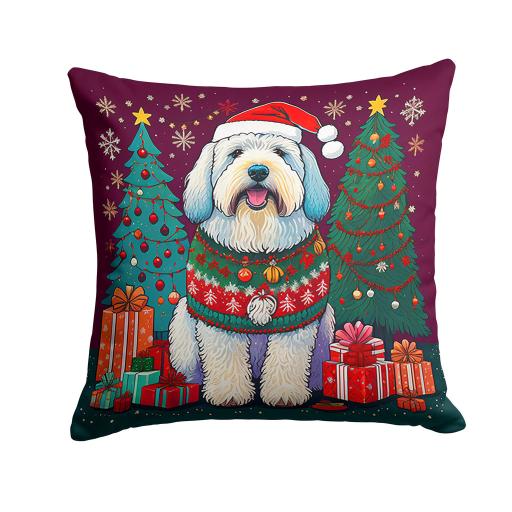 Old English Sheepdog Christmas Throw Pillow