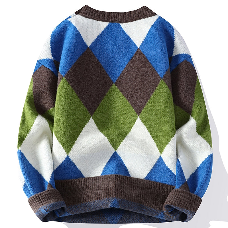 Harajuku Men's Sporty Wool Sweater - High Quality Knit