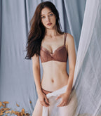 Comfortable Wireless Bra Set with Lace Trim (AB Cup)
