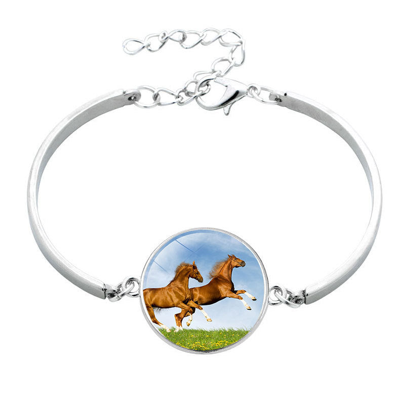 Horse Glass Cabochon Bracelet