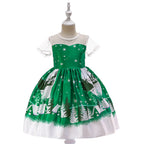 Snowflake Print Santa Dress for Girls