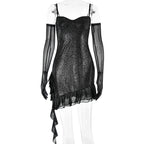 Women's Silver Mesh Sling Tube Top Sexy Dress