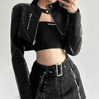 Summer Women's Fashion Solid Color Long Sleeve Jacket